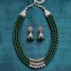 Handcrafted Alloy Metal Glass Bead Necklace